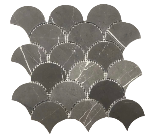 Fishscale Pietra Grey Honed Marble Mosaic