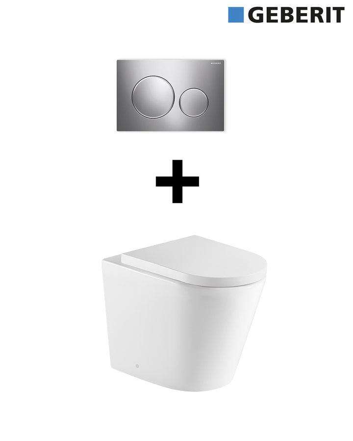 Turner Hastings Package - Fino WhisperFlush Gloss White Floor Mounted Pan & Thick Seat + Geberit In-wall Cistern + Flush Plate