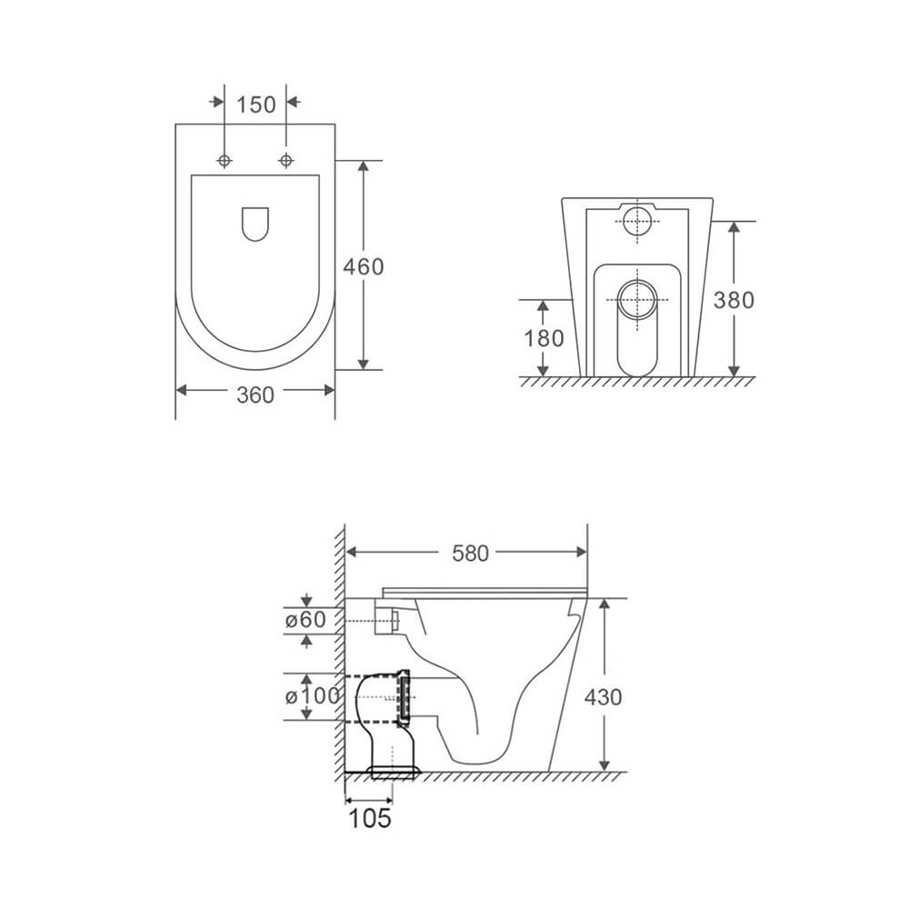 Turner Hastings Package - Fino WhisperFlush Gloss White Floor Mounted Pan & Thin Seat + Geberit In-wall Cistern + Flush Plate