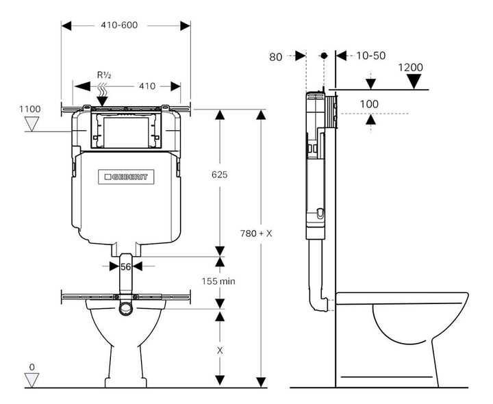 Turner Hastings Package - Fino WhisperFlush Matte White Floor Mounted Pan & Thin Seat + Geberit In-wall Cistern + Flush Plate
