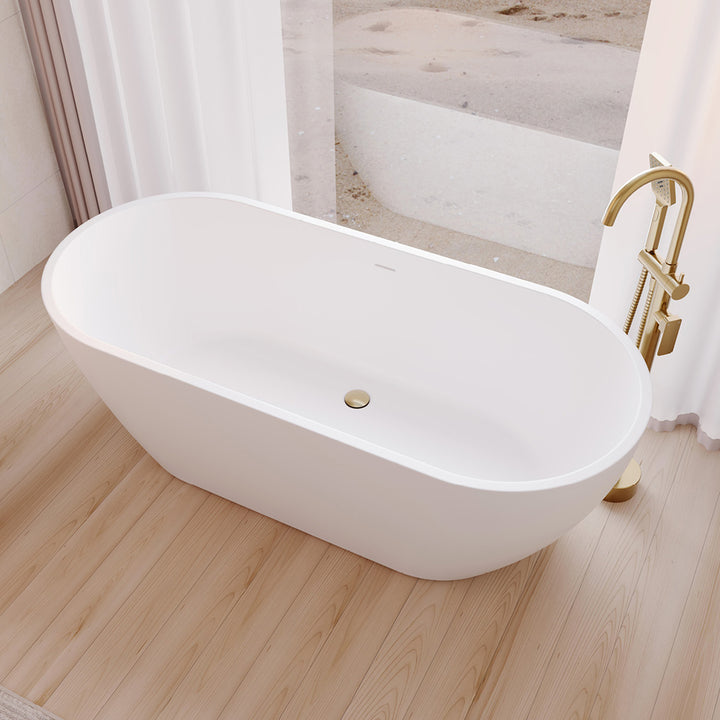 Fienza Koko Freestanding Acrylic Bath 1680mm with Overflow Matte White
