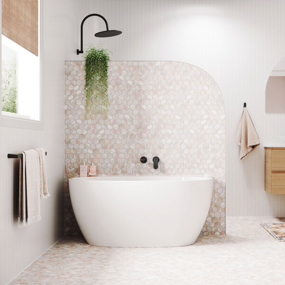 Fienza Keeto Back-To-Wall Acrylic Bath with Overflow 1300mm
