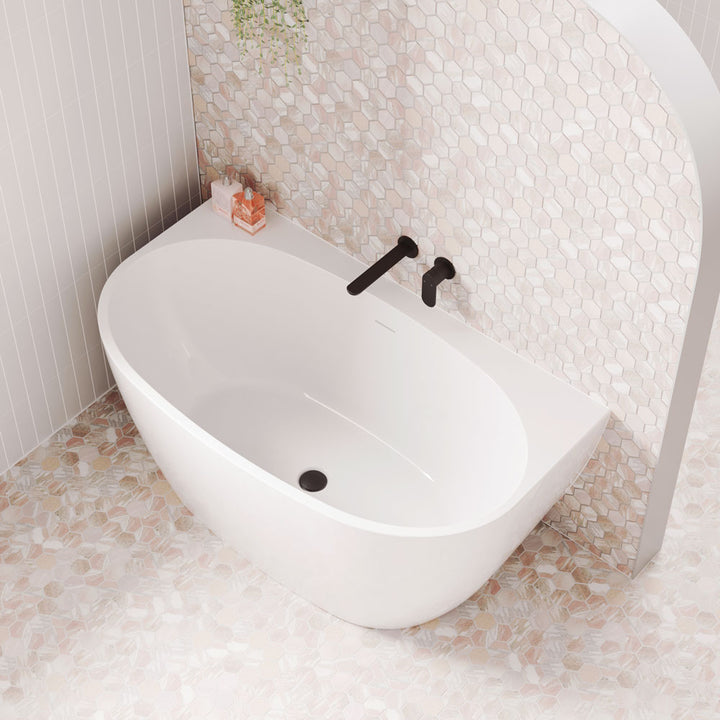 Fienza Keeto Back-To-Wall Acrylic Bath with Overflow 1300mm