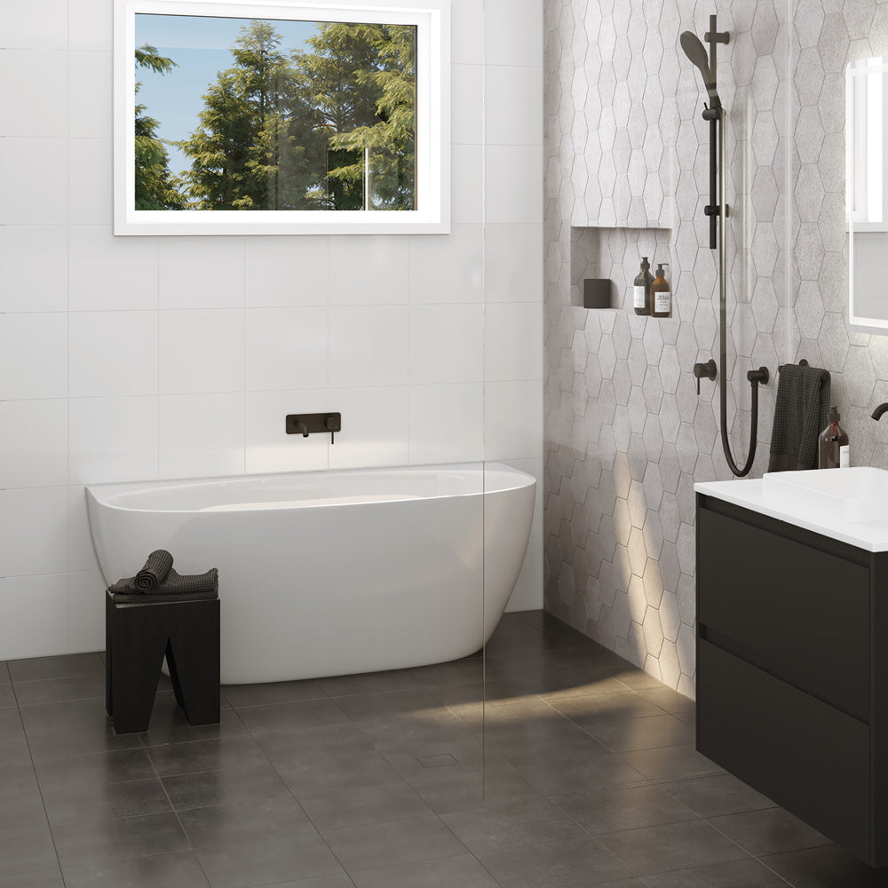 Fienza Keeto Back-To-Wall Acrylic Gloss White Bath 1700mm