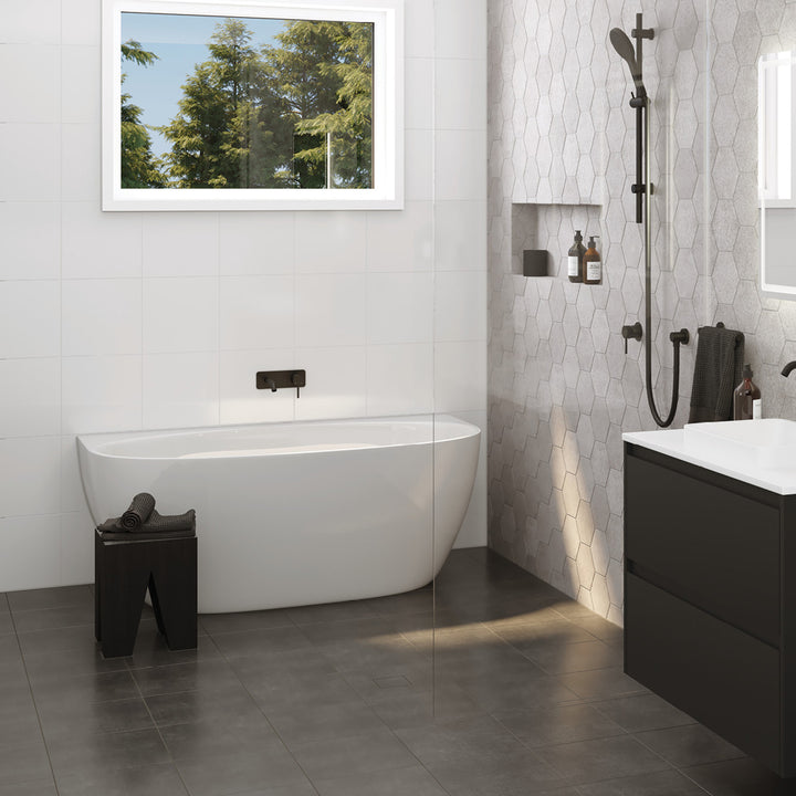 Fienza Keeto Back-To-Wall Acrylic Gloss White Bath 1700mm