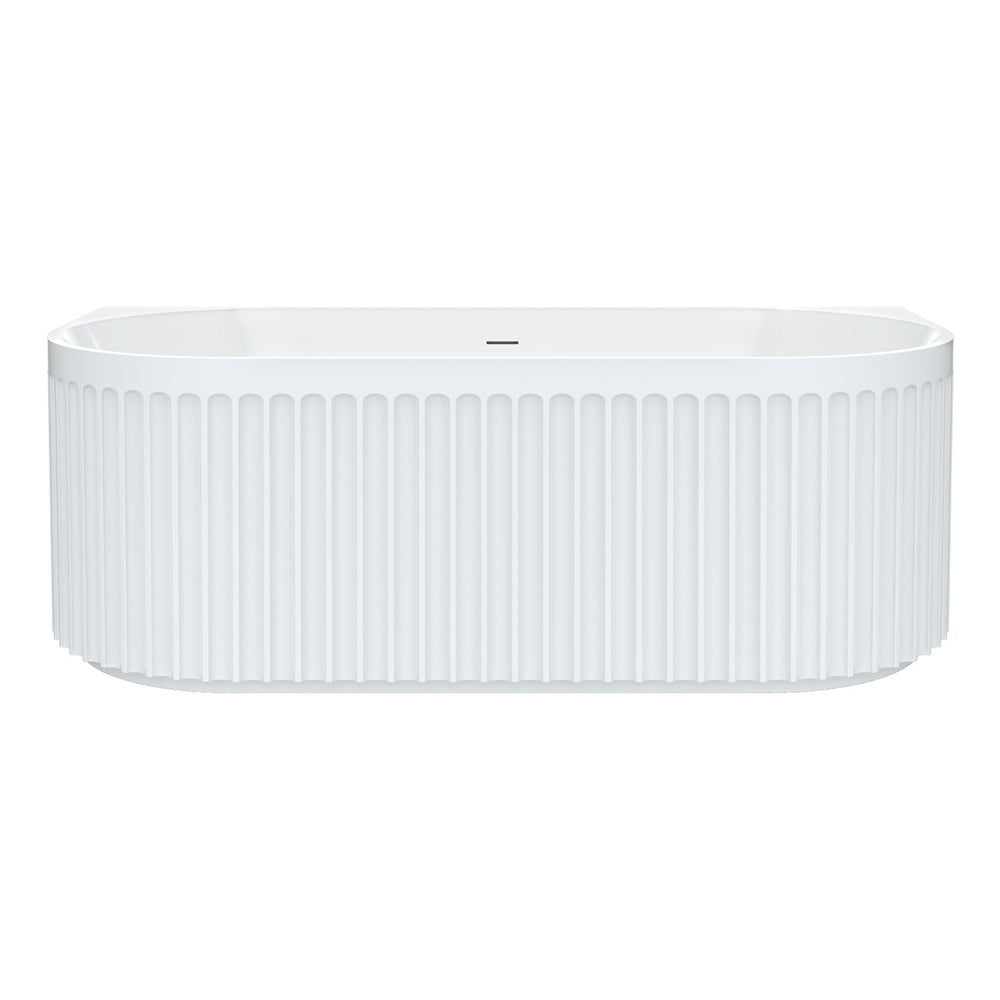 Fienza Eleanor Back-To-Wall Acrylic Gloss White Bath with Overflow 1700mm