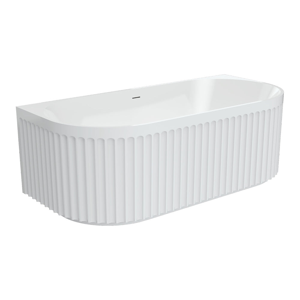 Fienza Eleanor Back-To-Wall Acrylic Gloss White Bath with Overflow 1700mm
