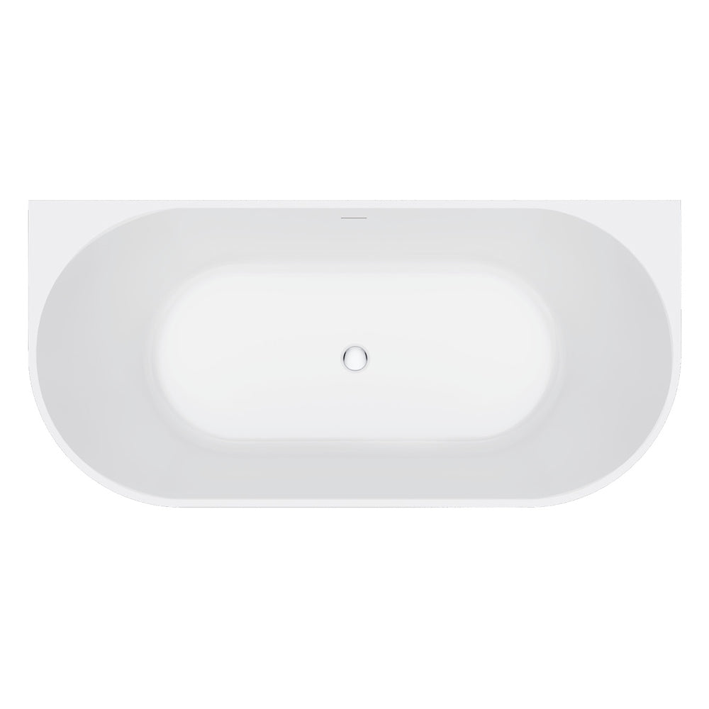 Fienza Eleanor Back-To-Wall Acrylic Gloss White Bath with Overflow 1700mm