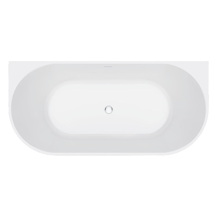 Fienza Eleanor Back-To-Wall Acrylic Gloss White Bath with Overflow 1700mm