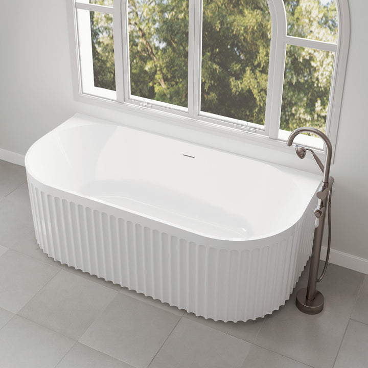 Fienza Eleanor Back-To-Wall Acrylic Gloss White Bath with Overflow 1700mm