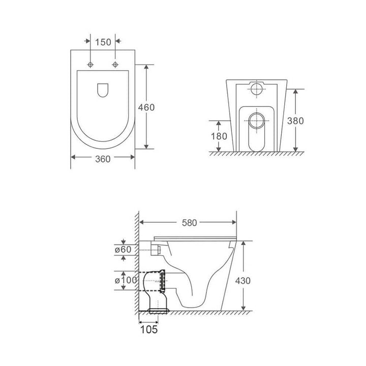 Turner Hastings Fino WhisperFlush Matte White Floor Pan with Thin Seat