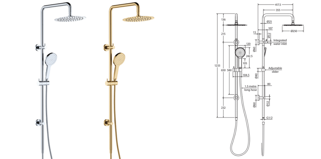 Fienza Kaya Twin Shower Gun Metal