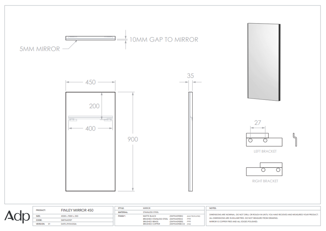 ADP FInley Mirror 450mm