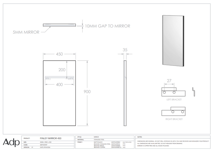 ADP FInley Mirror 450mm