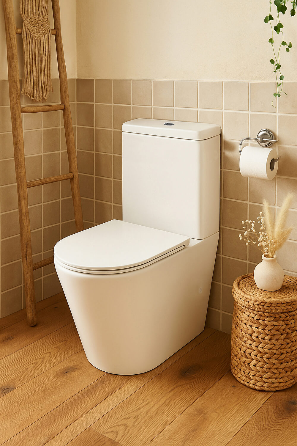 Turner Hastings Fino WhisperFlush Matte White Close Coupled Back to Wall Toilet Suite with Thin Seat