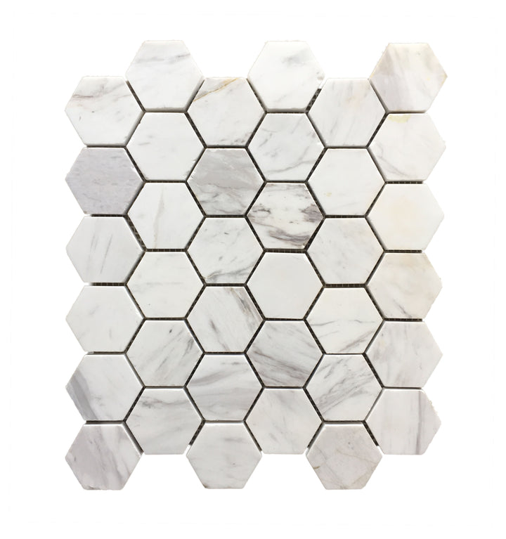 Greek Volakas Large Honed Hexagon Mosaic