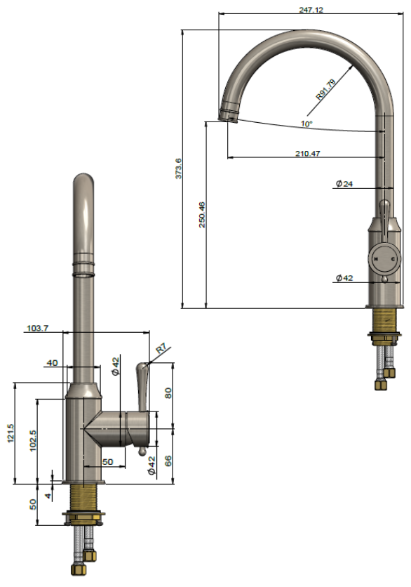 Meir Harrington Kitchen Mixer with Swivel Spout