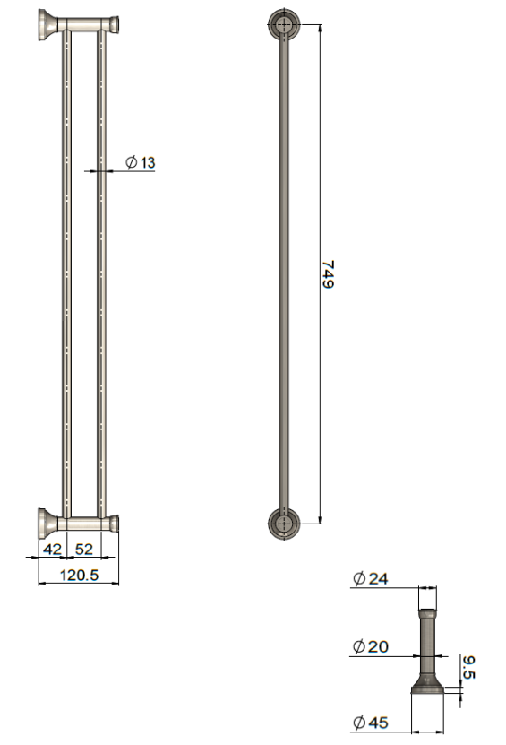 Meir Harrington Double Towel Rail 750mm