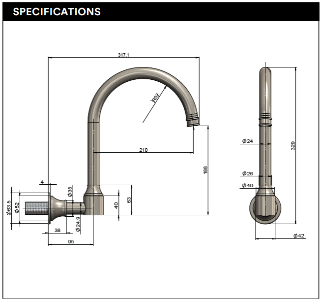 Meir Harrington Wall Mount Swivel Spout
