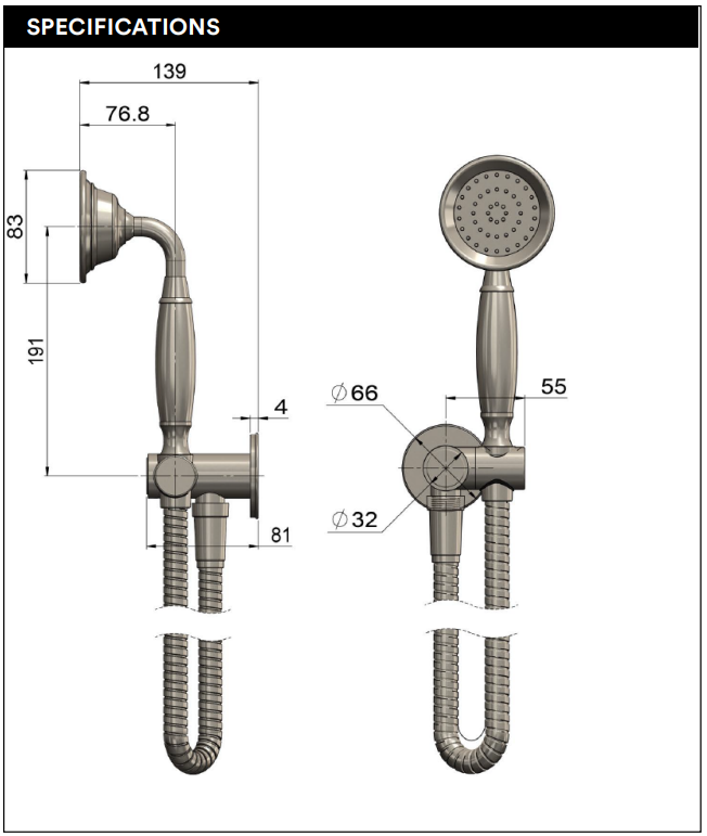 Meir Harrington Hand Shower on Swivel Bracket