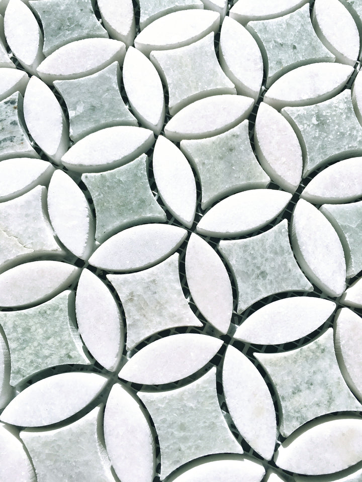 Calgary Ming Green and Thassos Honed Mosaic