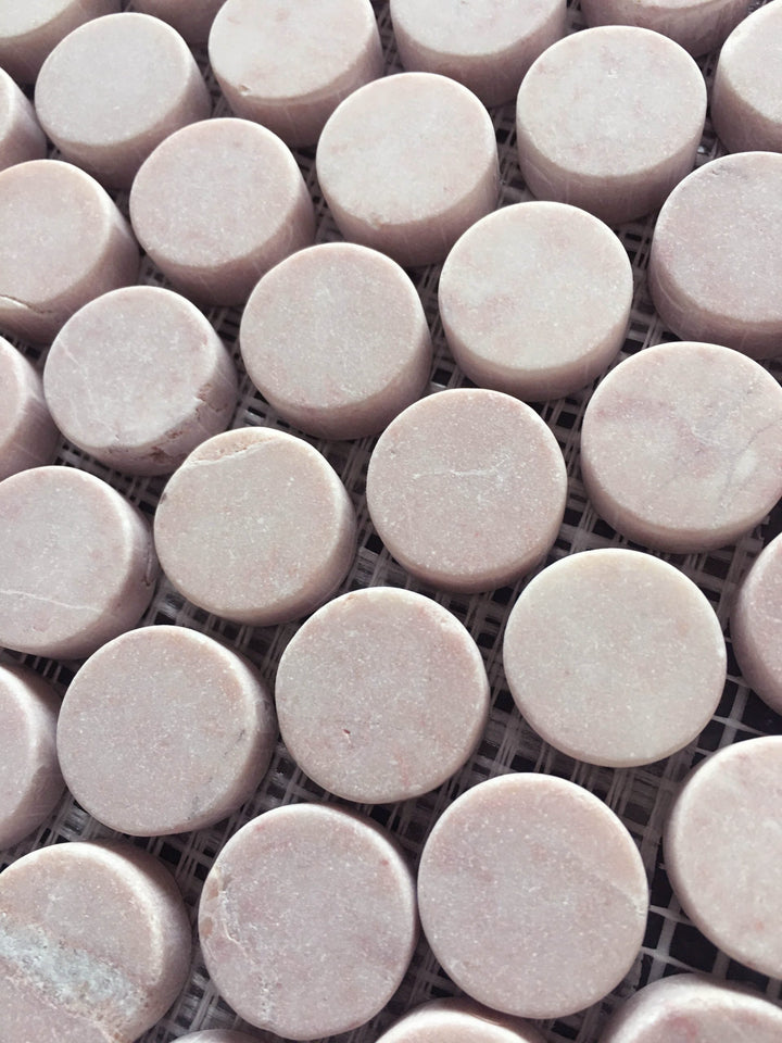 Rosso Crema Tumbled Penny Round Mosaic