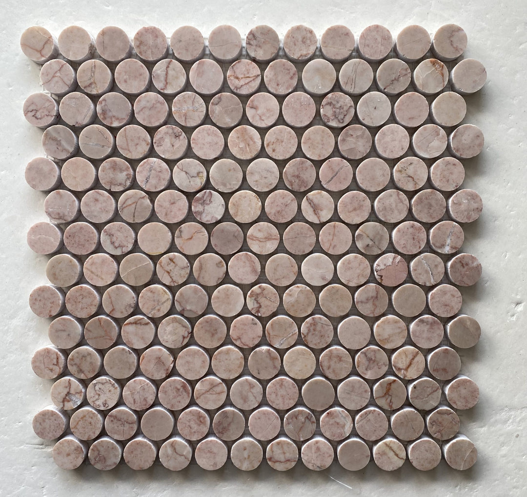 Rosso Crema Honed Penny Round Mosaic