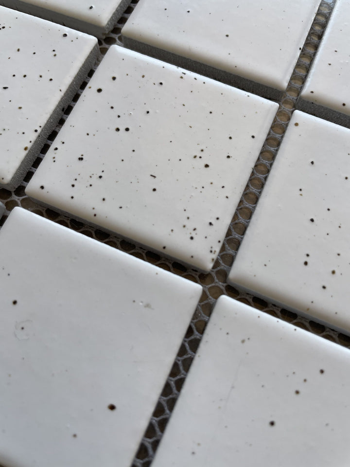 Raku Square Speckle White Matt Mosaic
