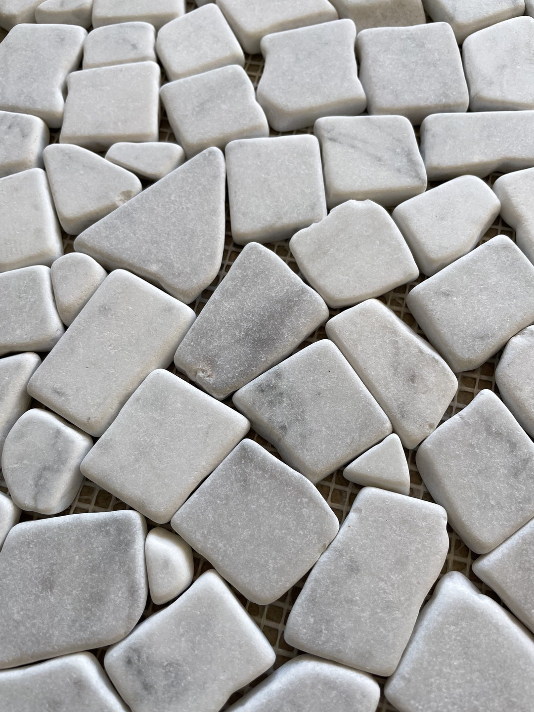 Mini Crazy Paving Carrara Tumbled Mosaic