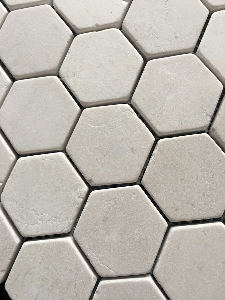 Crema Marfil Tumbled Hexagon Mosaic