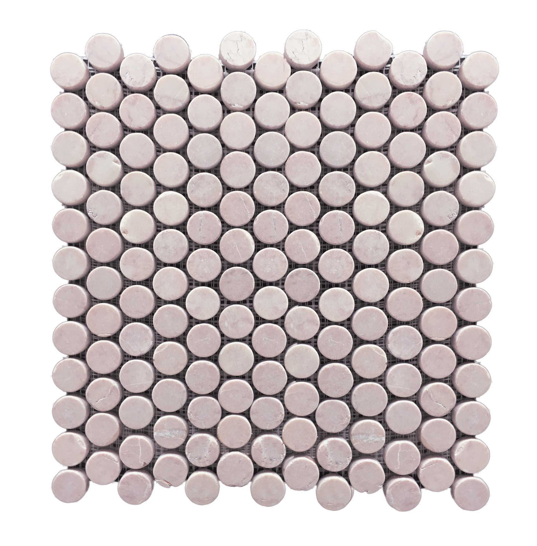 Rosso Crema Tumbled Penny Round Mosaic