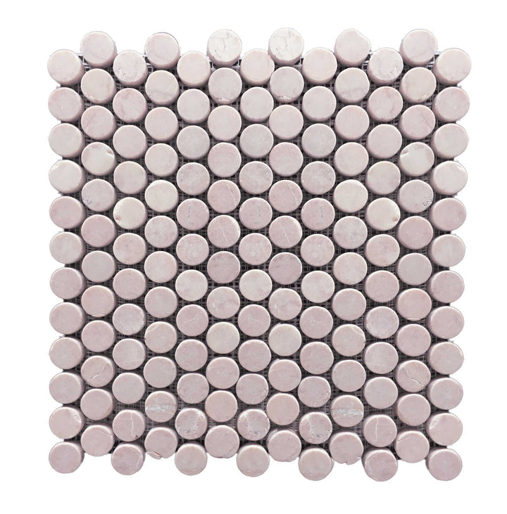 Rosso Crema Tumbled Penny Round Mosaic