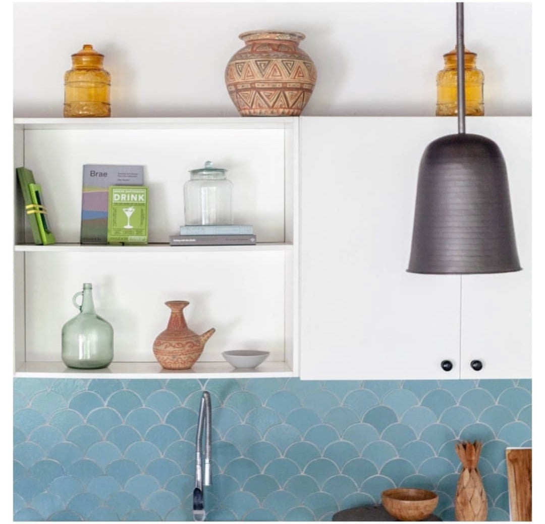 Mini Blue Fan Encaustic Tile