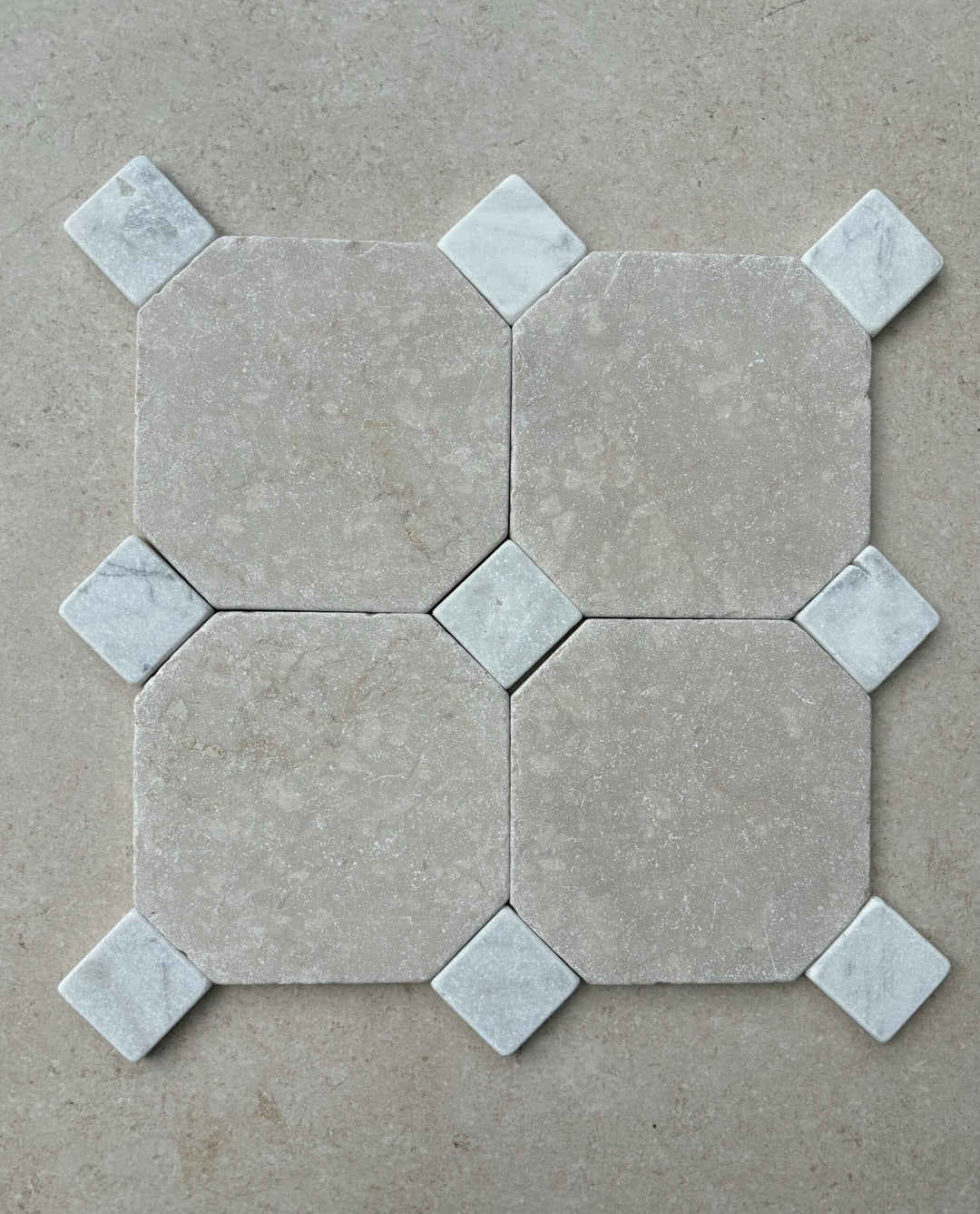 Juliette Tumbled Botticino Stone Octagon 150mm