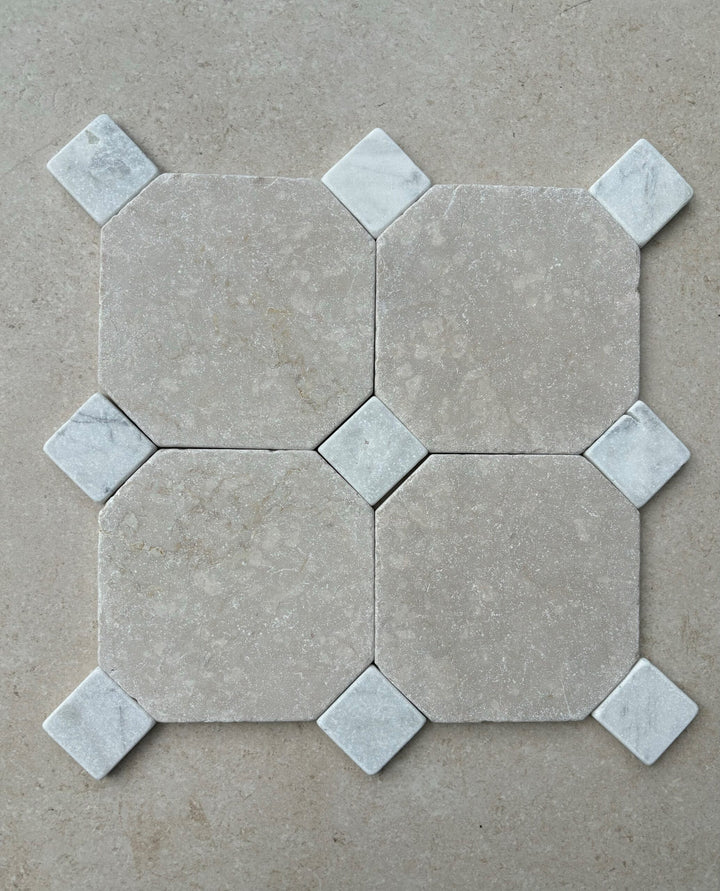 Juliette Tumbled Botticino Stone Octagon 150mm