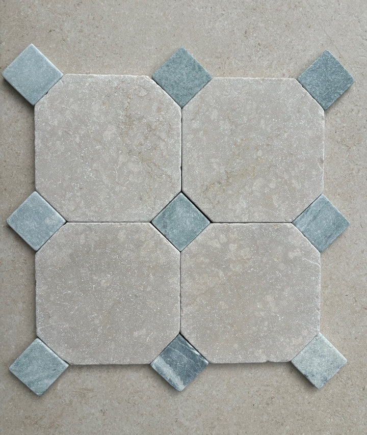 Juliette Tumbled Botticino Stone Octagon 150mm