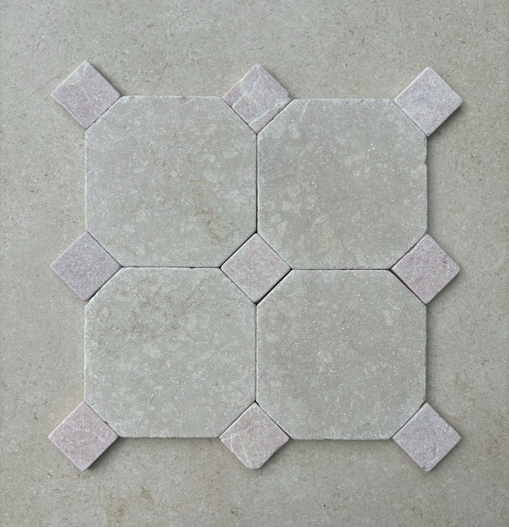 Juliette Tumbled Botticino Stone Octagon 150mm