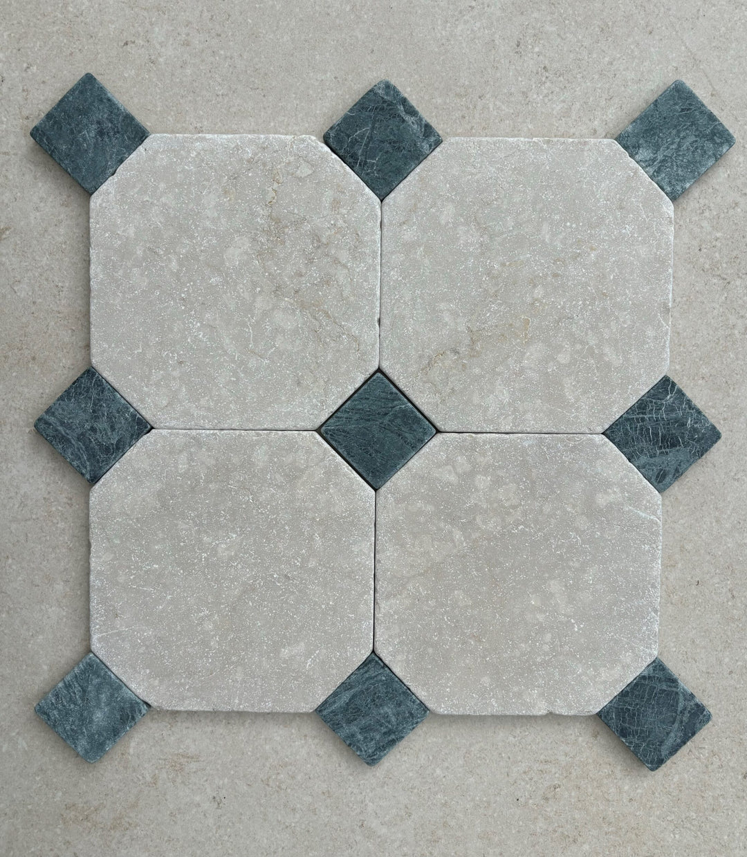 Juliette Tumbled Botticino Stone Octagon 150mm