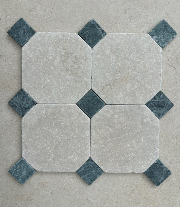 Juliette Tumbled Botticino Stone Octagon 150mm