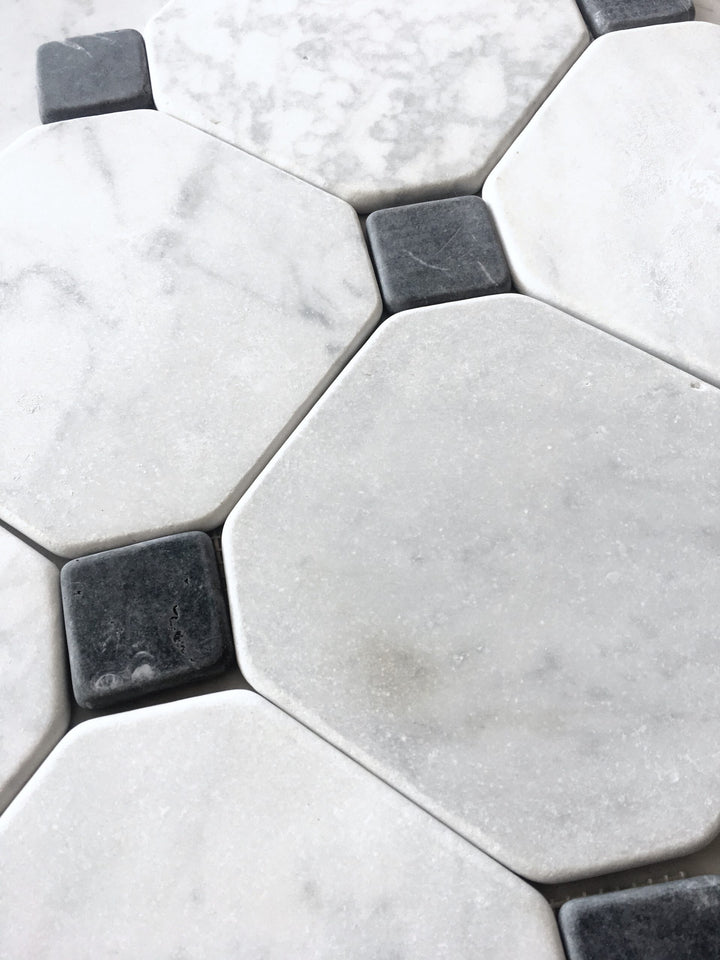 Juliette Tumbled Cararra Stone Octagon 150mm