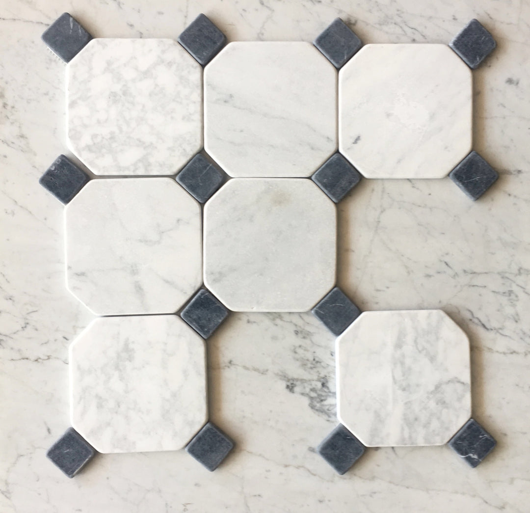 Juliette Tumbled Cararra Stone Octagon 150mm