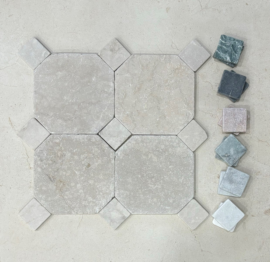 Juliette Tumbled Botticino Stone Octagon 150mm