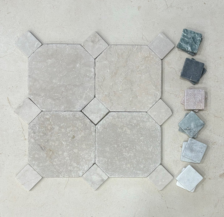 Juliette Tumbled Botticino Stone Octagon 150mm