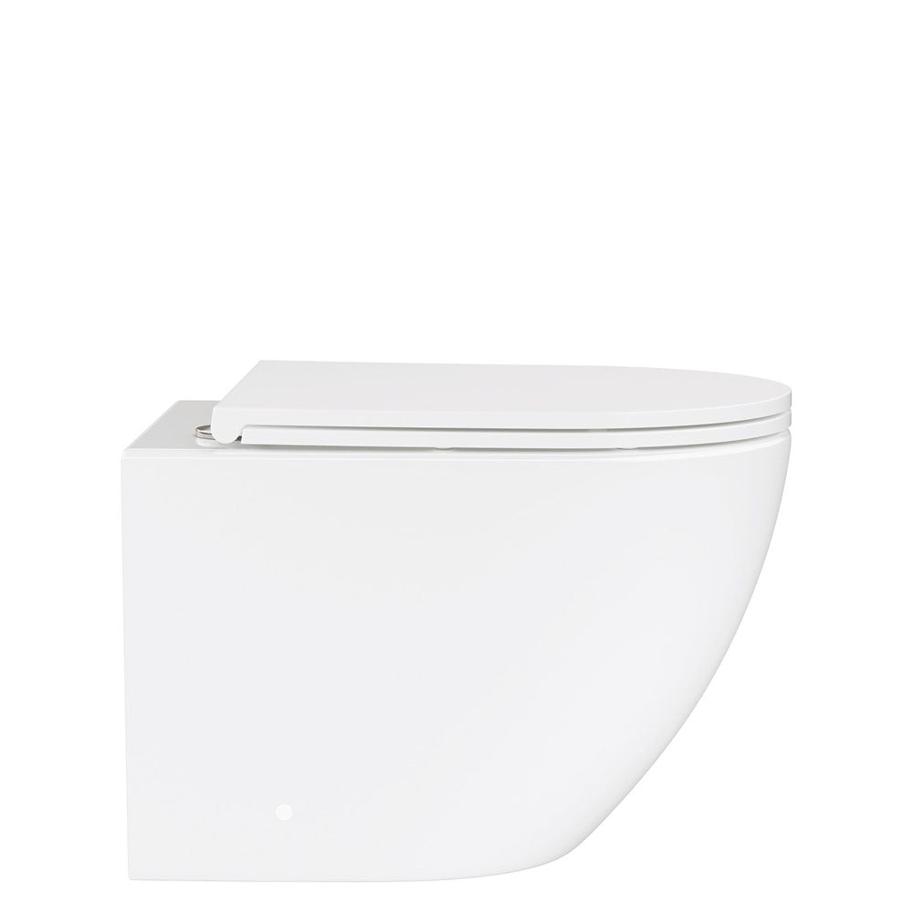 Fienza Koko Tornado Flush Wall Hung Toilet Suite, Gloss White with Slim Seat
