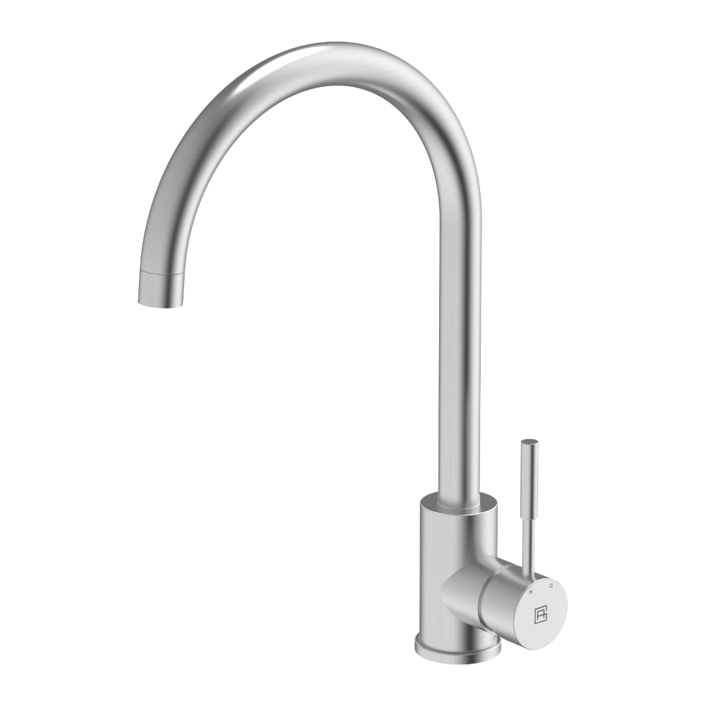 Gareth Ashton 304 Gooseneck Kitchen Mixer Brushed Steel