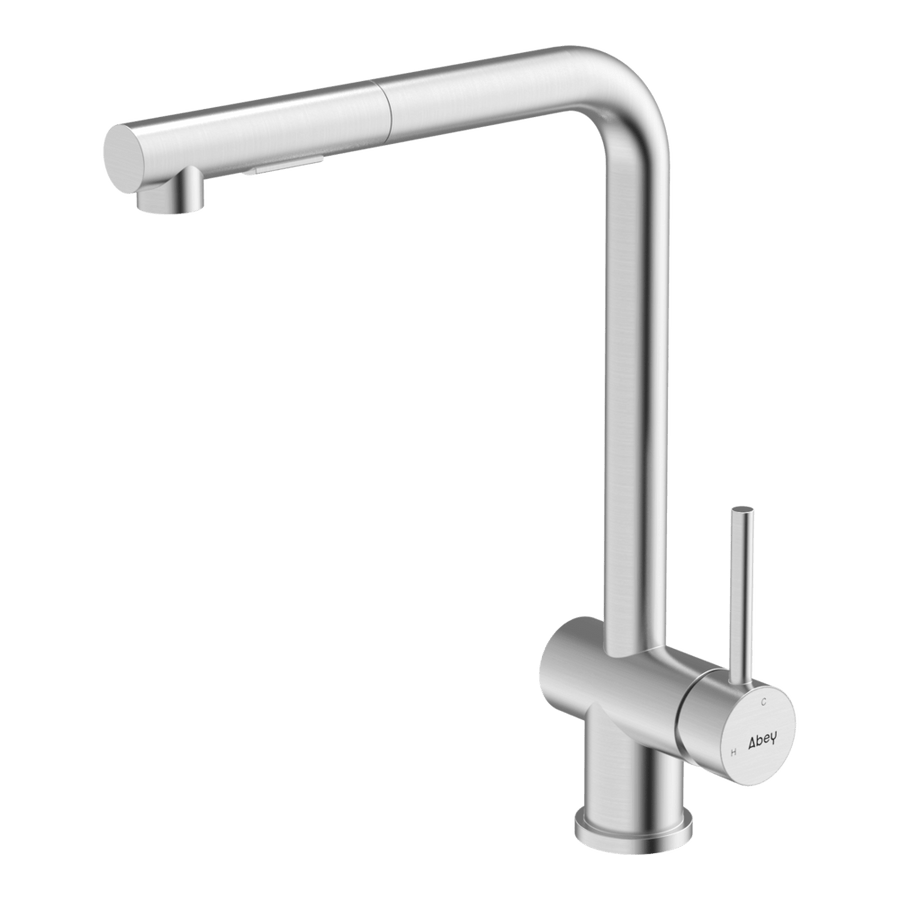 Abey 316 Squareneck Pull Out Stainless Steel Kitchen Mixer
