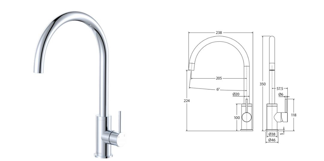 Fienza Kaya Sink Mixer Gun Metal