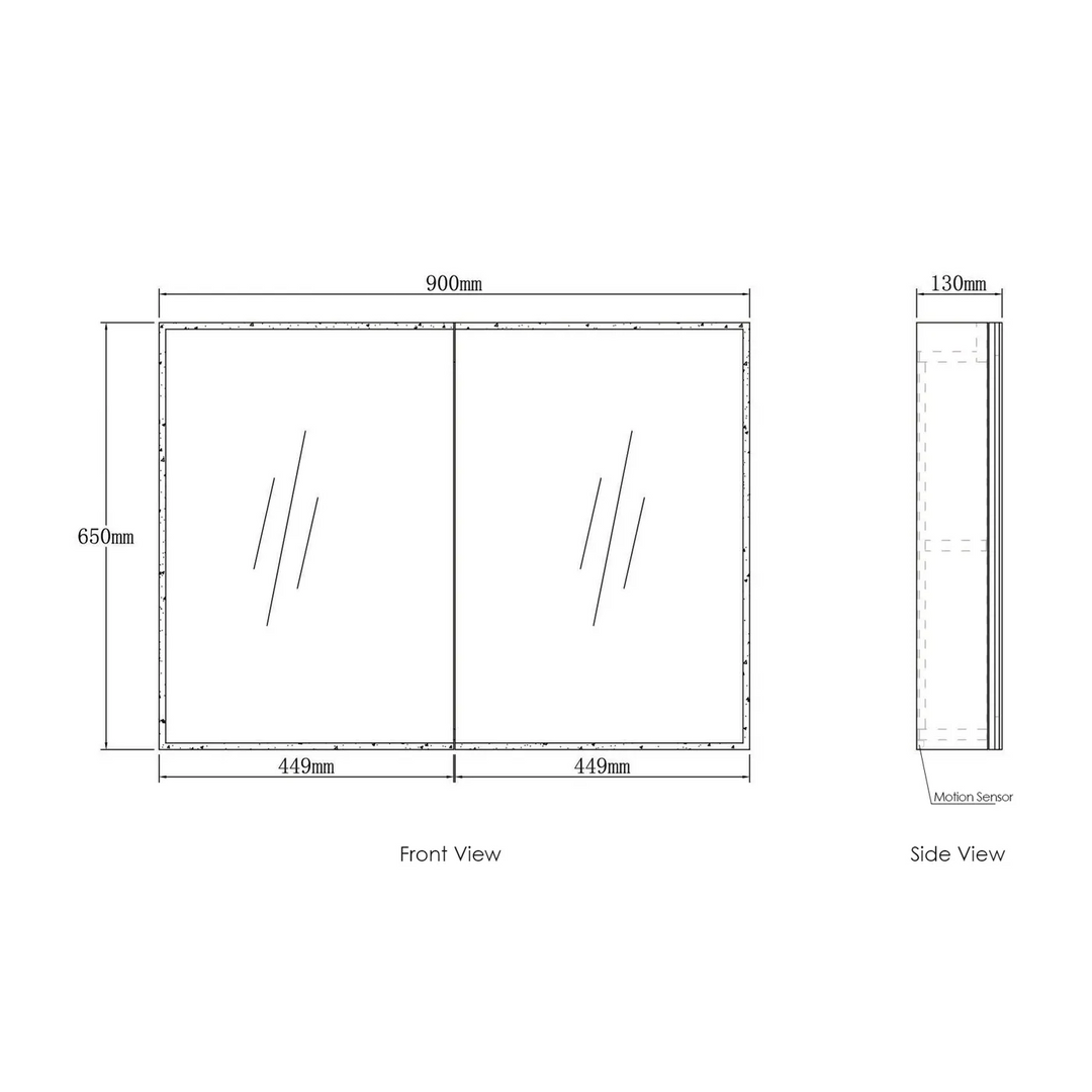 LED Moonlight 900x650 Shaving Cabinet 2 Doors