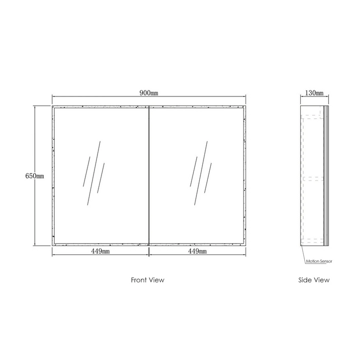 LED Moonlight 900x650 Shaving Cabinet 2 Doors