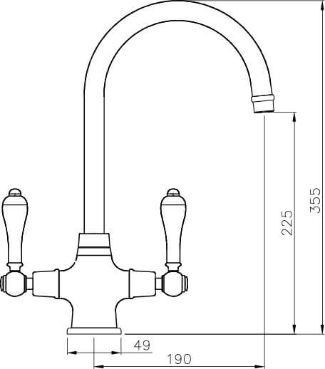 Turner Hastings Ludlow Double Mixer Tap - English Bronze
